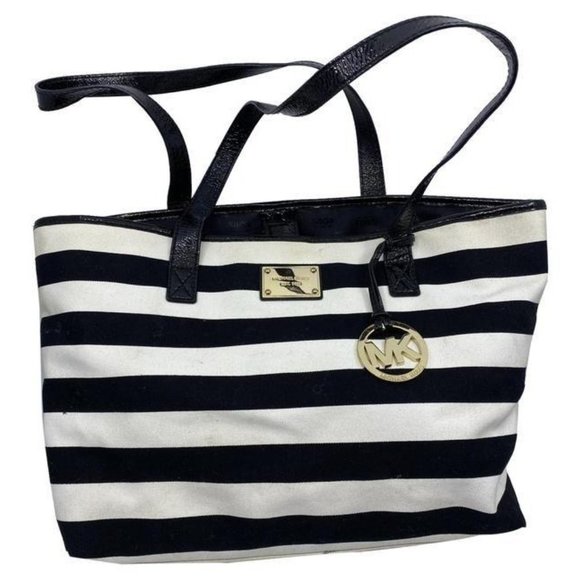 michael kors shopping nautical fabric black white - Picture 1 of 10